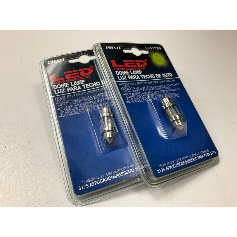 (2) Pilot LI-3175G Green LED Dome Lamp Light Bulb, # 3175