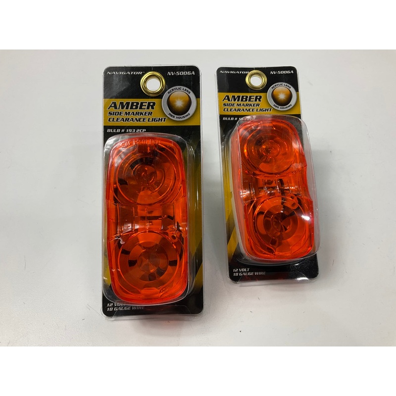 (2) Pilot NV-5006A 4'' Amber Oval Surface Mount Side Marker Light