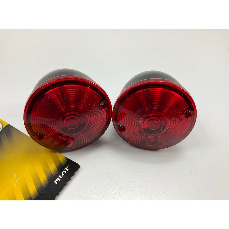 (2) Pilot NV-5013R 4'' Round Red Stop Turn Tail Light Combination Lamp Lights