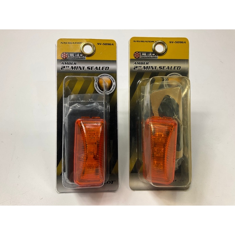 (2) Pilot NV-5096A Mini 4''x1'' Rectangular Amber LED Side Marker Light Lamp