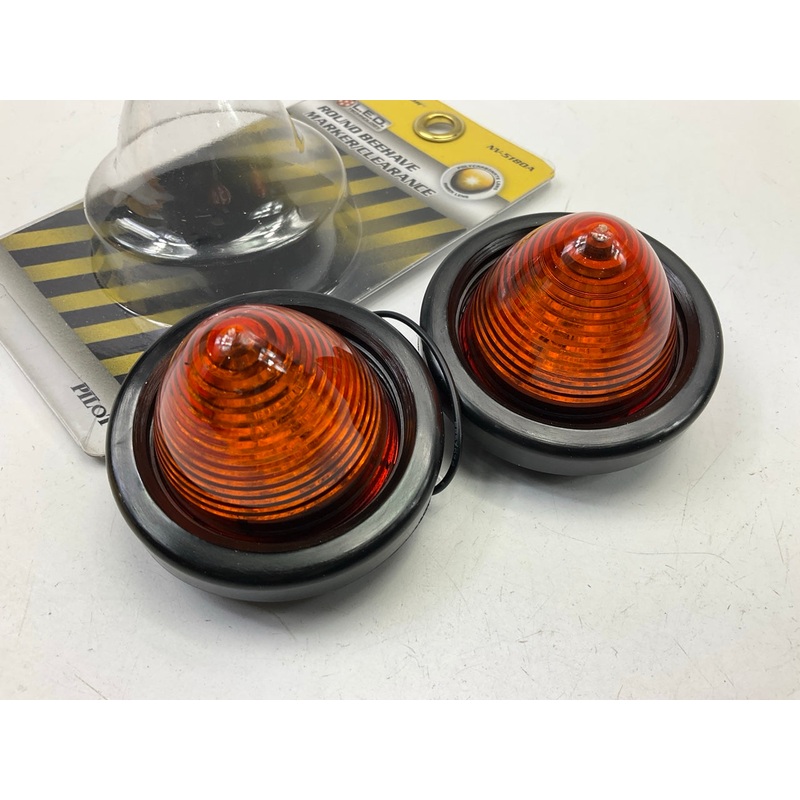 (2) Pilot NV-5180A  2'' Amber Beehive Grommet Mount LED Clearance Marker Light