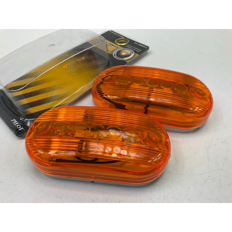 (2) Pilot NV5005A 4'' Amber Oval Surface Mount Clearance Side Marker Light