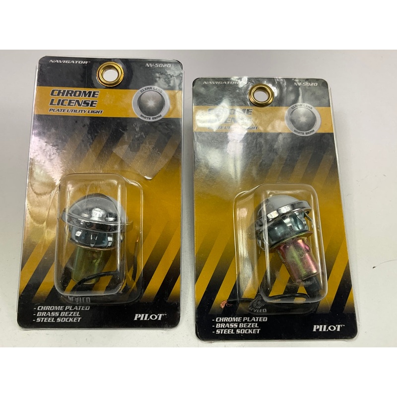 (2) Pilot NV5020 Dome Style License Plate Light Lamp 1.5'' Chrome