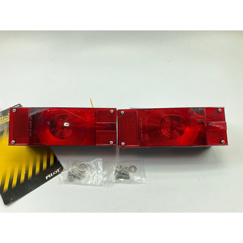 (2) Pilot NV5078 Red Rectangular Halogen Trailer Light Lamp 8.25''X3.18''X3.5''