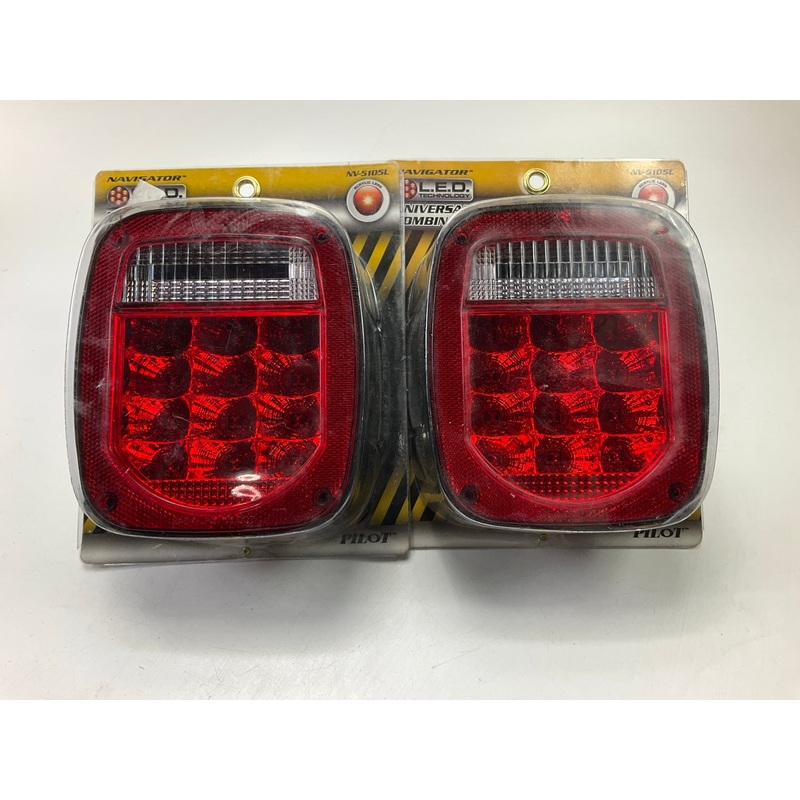 (2) Pilot NV5105L Red / Clear Rectangular Surface Mount LED Combo Light Lamps