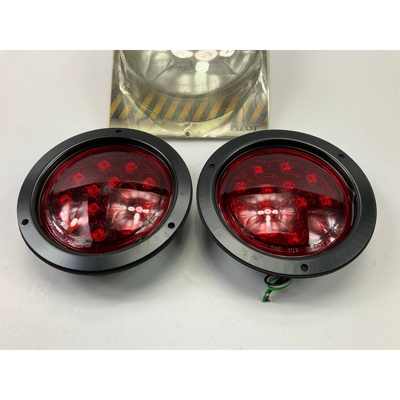 (2) Pilot NV5106R LED 5-3/8'' Flush Mount Stop / Turn / Tail Light Lamps - RED