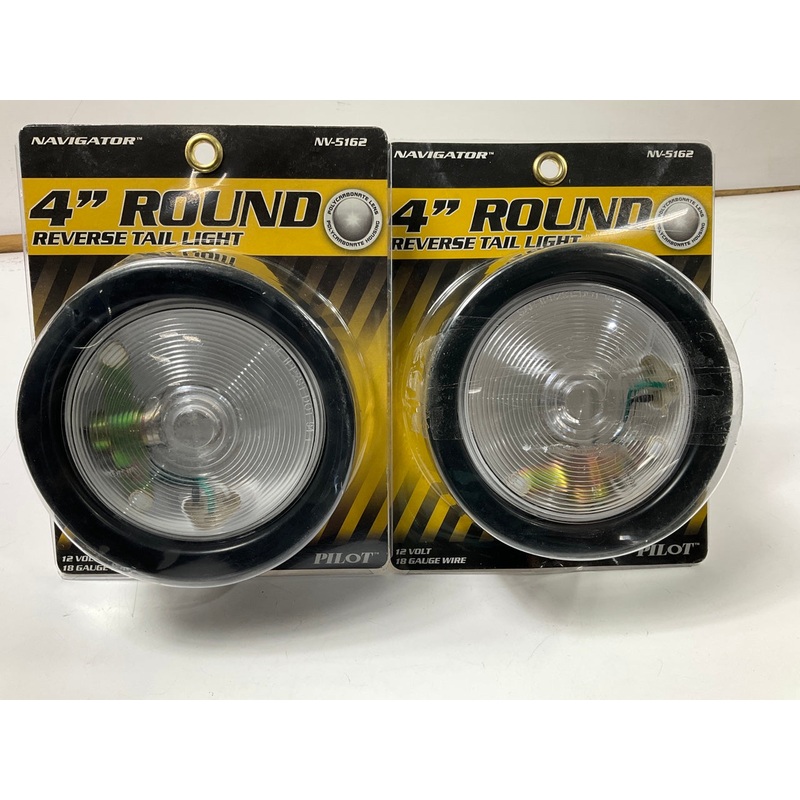 (2) Pilot NV5162 Universal 4'' Round Halogen Clear Reverse Backup Light Lamp, 12V
