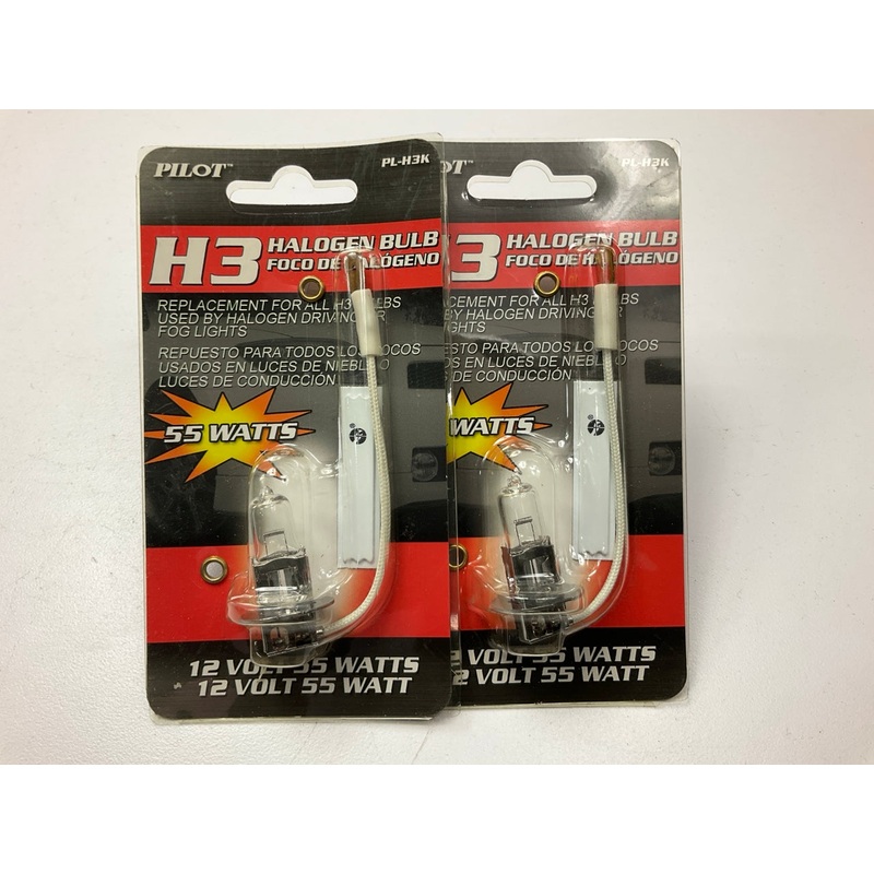 (2) Pilot PL-H3K H3 Halogen Replacement Light Lamp Bulb, 12V, 55 Watt