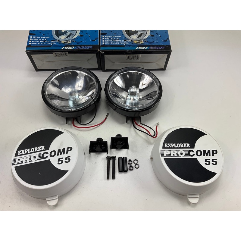 (2) ProComp 9551 5'' 55 Watt Off-Road Racing Halogen Light Lamps W/ Plastic Cover