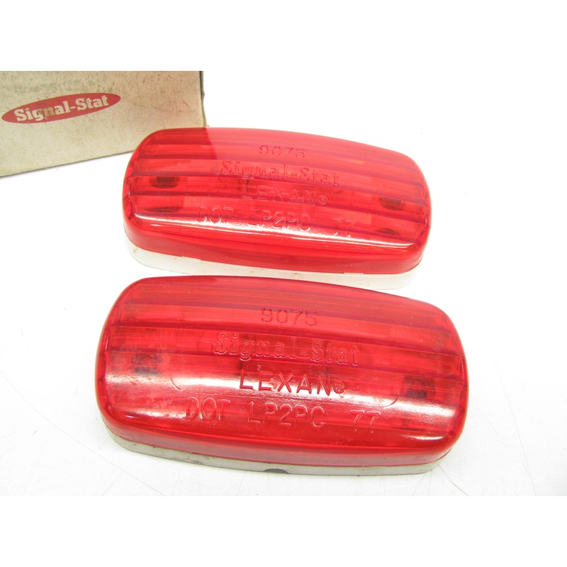 (2) Signal-stat 9075 4'' X 2'' Marker Light Lamp Lens, Red