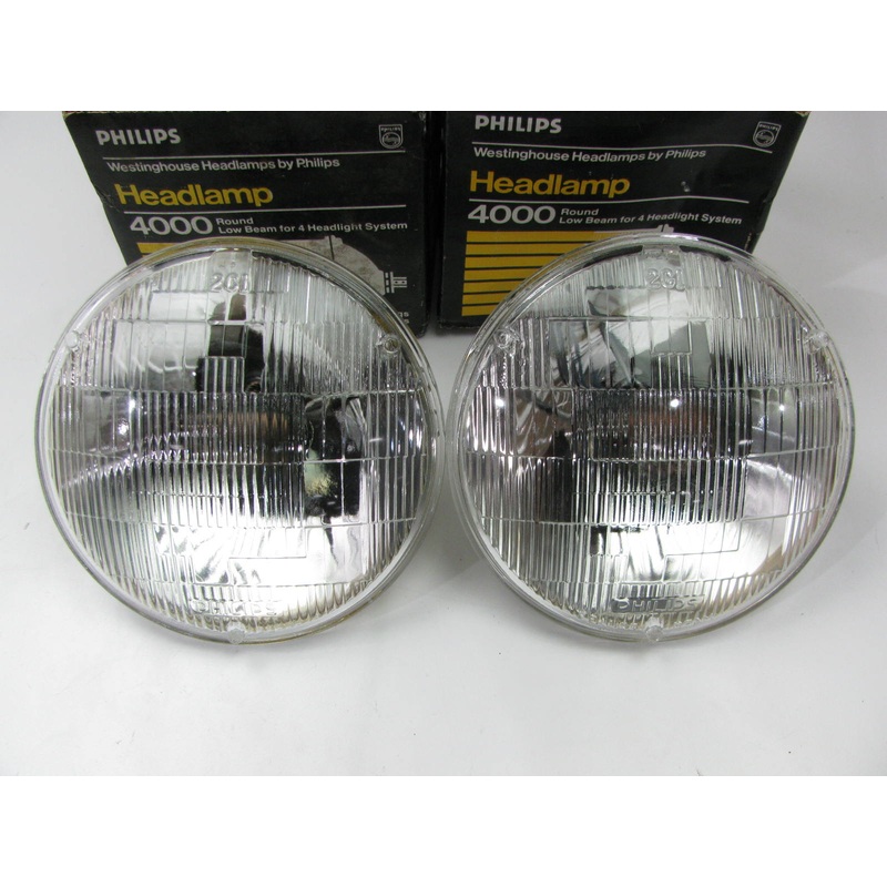 (2) Philips 4000 Round Halogen Sealed Beam Headlamp Headlight Lamp Light Bulb