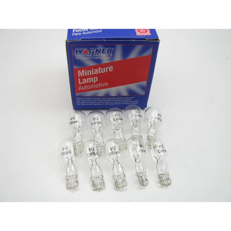 (10) Wagner 912 Miniature Light Bulb - Wedge T-5 5/8