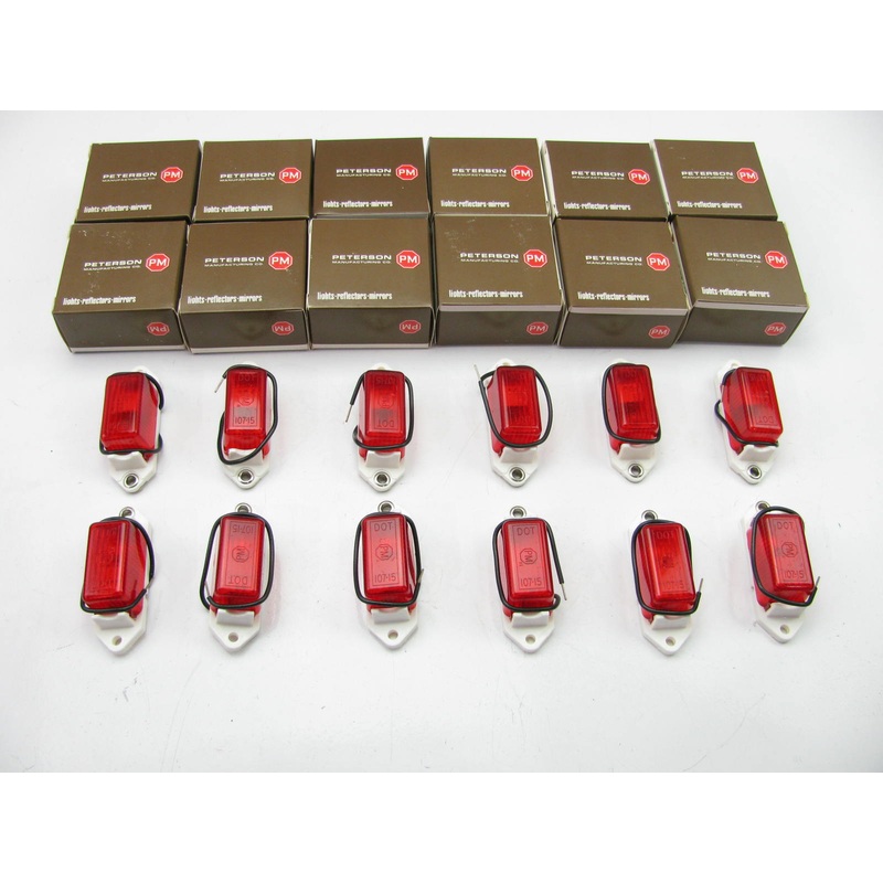 (12) Peterson 107WR 3.18''X1'' Incandescent Clearance Lamp Side Marker RED Lights