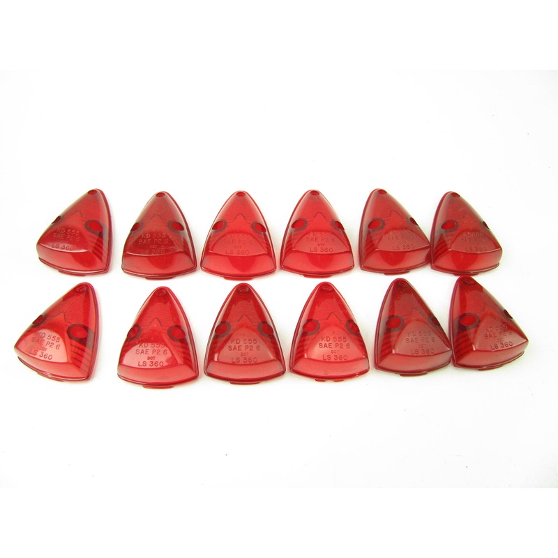 (12) UNBOXED KD-Lamp KD-555 Triangular Red Marker Lamp Reflectors