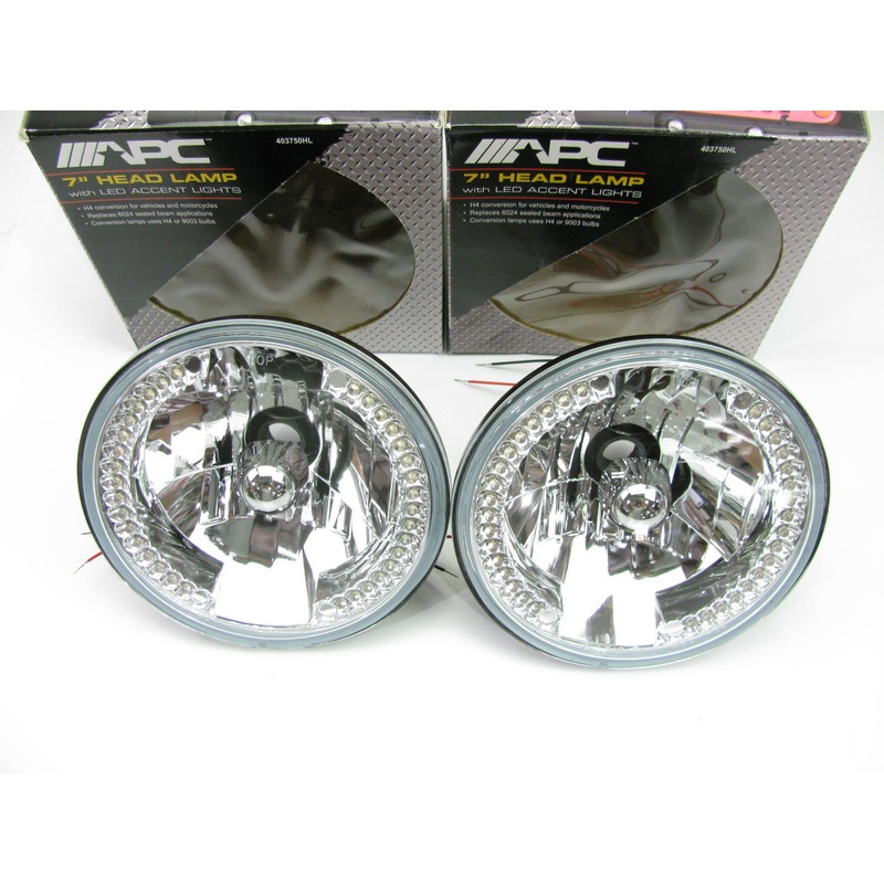 (2) APC 7'' Clear Lens Headlights Head Lamp Lights 1966-1978 Mustang W/O BULBS