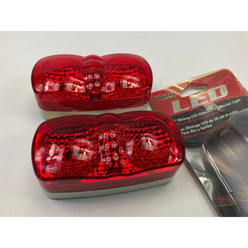 (2) Blazer C544R Side Clearance Marker Light 4'' Red Oblong LED