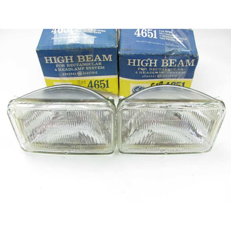 (2) GE 4651 Sealed Beam Headlights Headlamps, HIGH BEAM