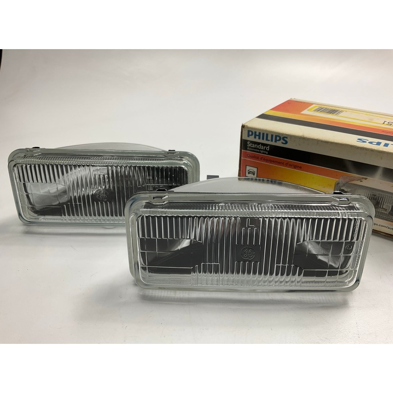 (2) GE Bulbs In Philips Box - H4351 Sealed Beam Headlight Headlamp Bulb