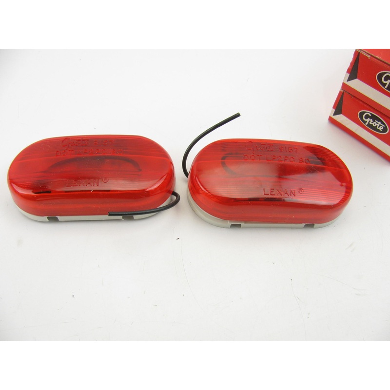 (2) Grote 45262 Two-Bulb Oval RED Pigtail-Type Clearance Marker Lights