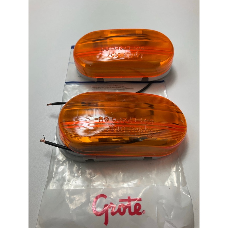 (2) Grote 45263 OVAL Two Bulb Clearance / Side Marker Light Lamp AMBER