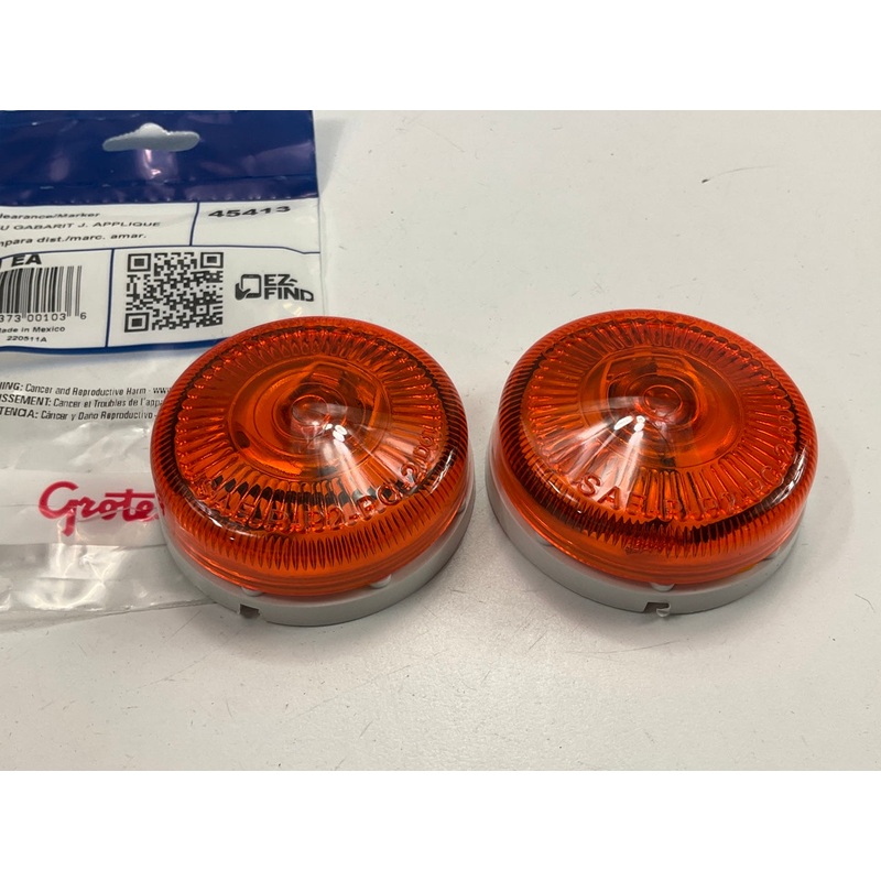 (2) Grote 45413  2-1/2'' Surface-Mount Single-Bulb Clearance Marker Light, Amber