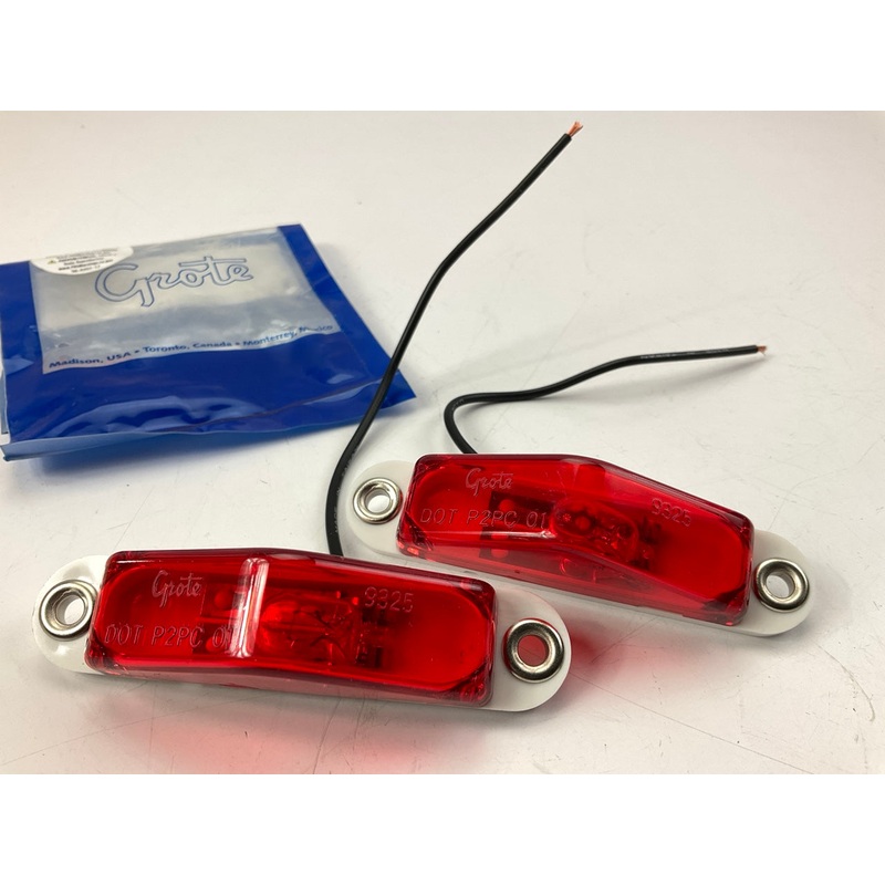(2) Grote 45512 Red Clearance Marker Light Lamp With Peak Lens (Blunt Cut)