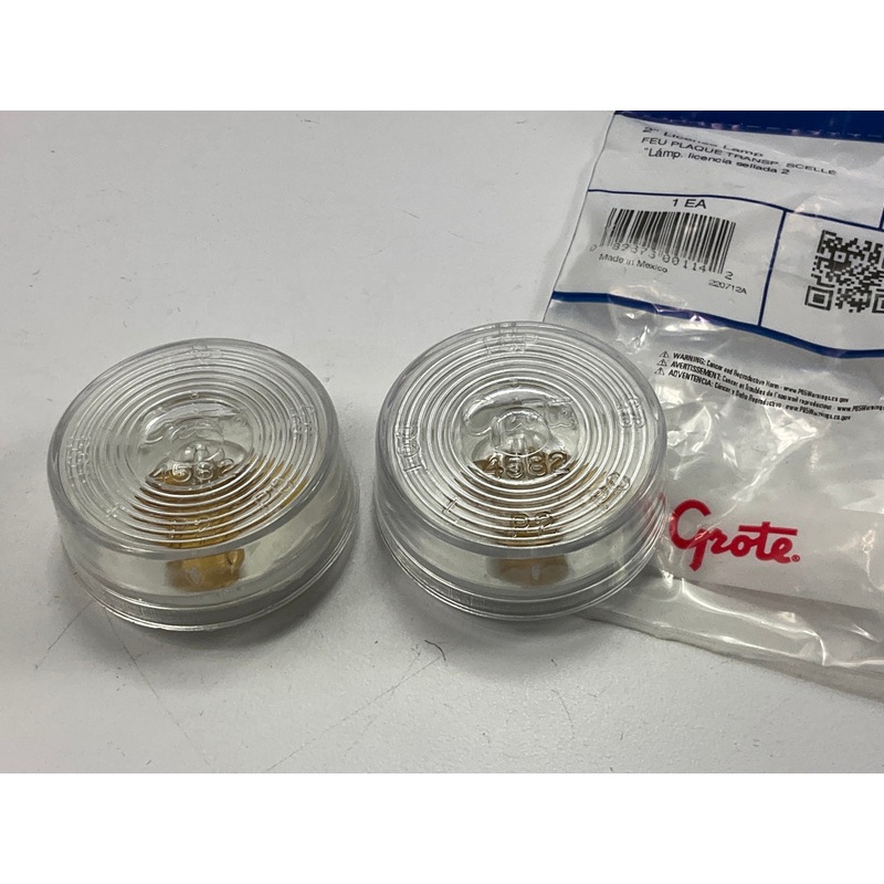 (2) Grote 45821 Twist In License Plate Light Lamps - 2'' Clear Round