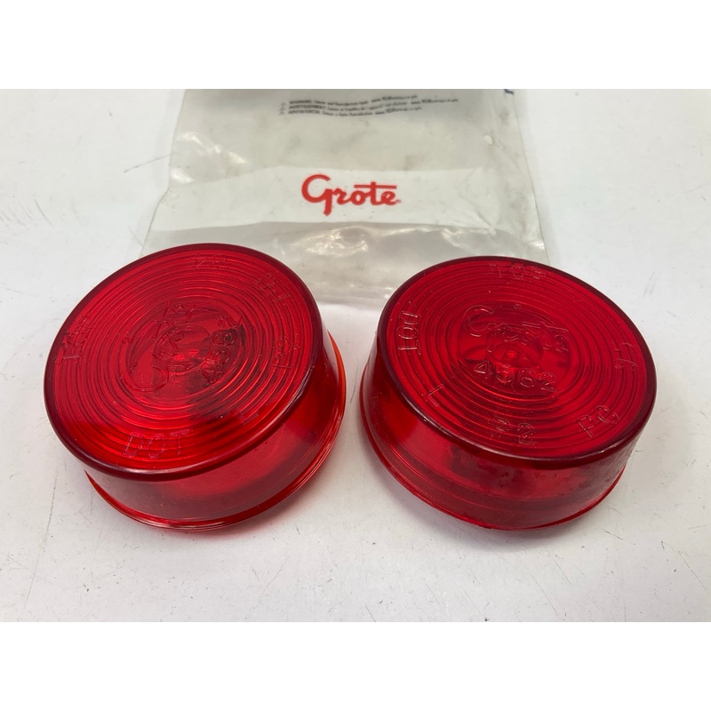 (2) Grote 45822 Round 2'' Clearance / Side Marker Light Lamp - Twist On - RED
