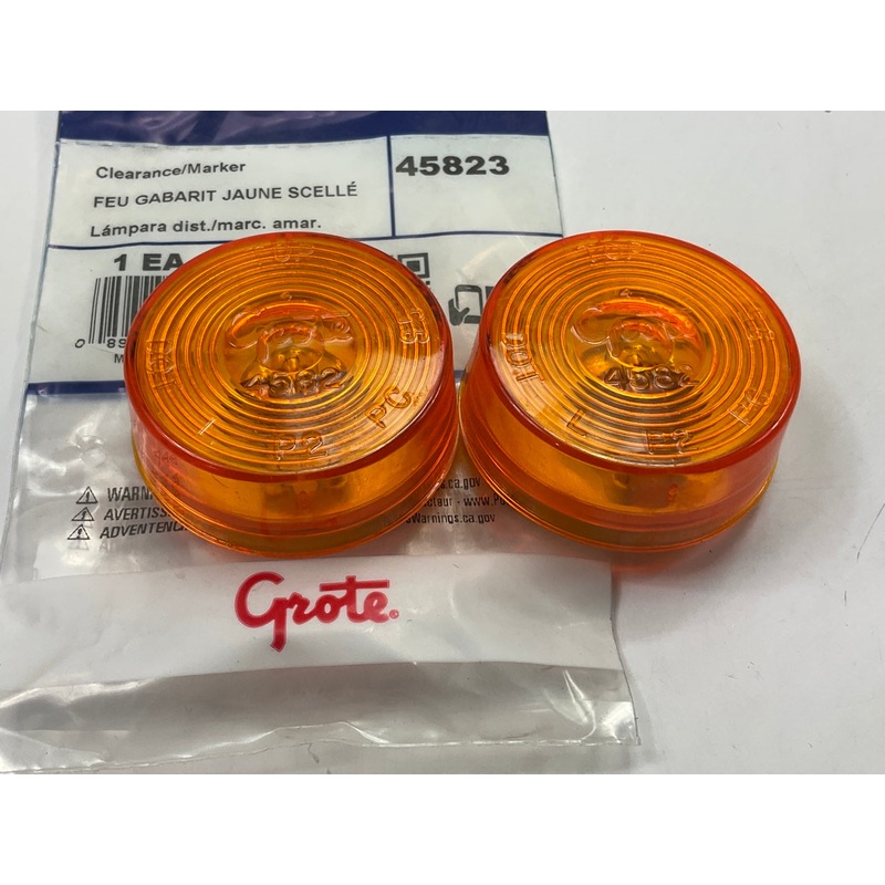 (2) Grote 45823 ROUND 2'' Twist On Clearance / Side Marker Light Lamps, Amber