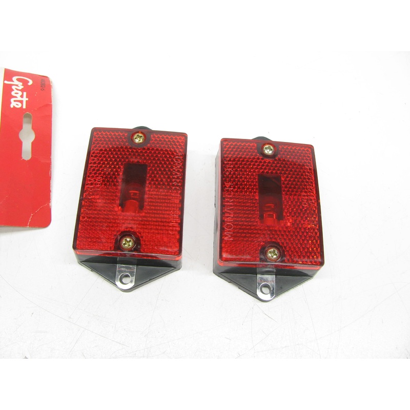 (2) Grote 46392-5 Red Rectangle Single-Bulb Clearance / Marker Light Lamps