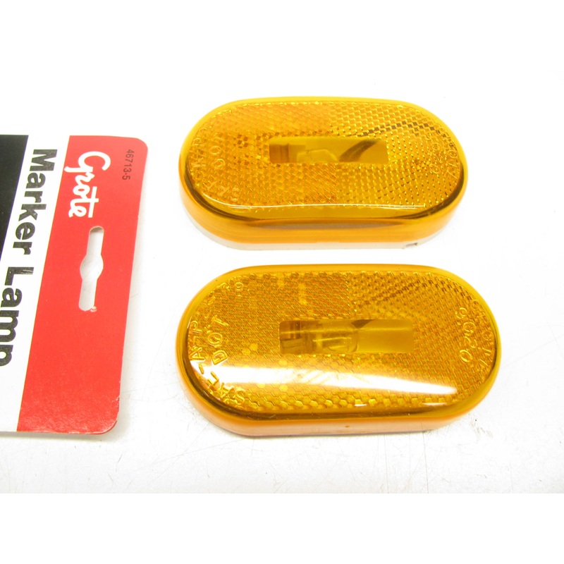 (2) Grote 46713-5 Side Marker Light Single-Bulb Oval Clearance / Marker / Yellow