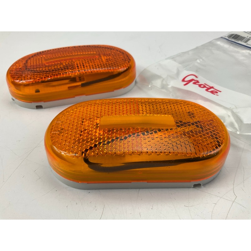 (2) Grote 46713 Single-Bulb Oval Clearance Marker Light, Amber, With Reflector