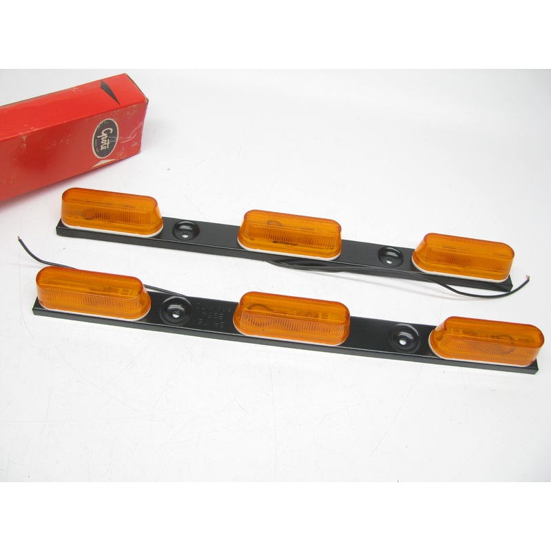 (2) Grote 49063 Amber Thin Line Mini Light Bar Trailer Marker Lights, Hot Rod