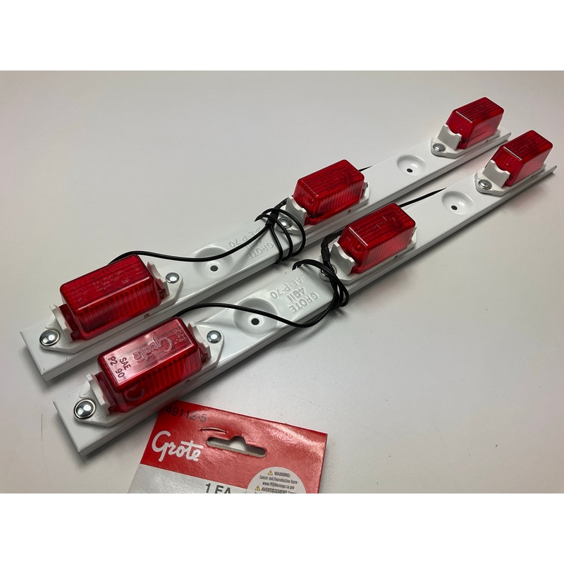 (2) Grote 49112-5 Red Economy Clearance Marker Light Bars To Trailer Lights
