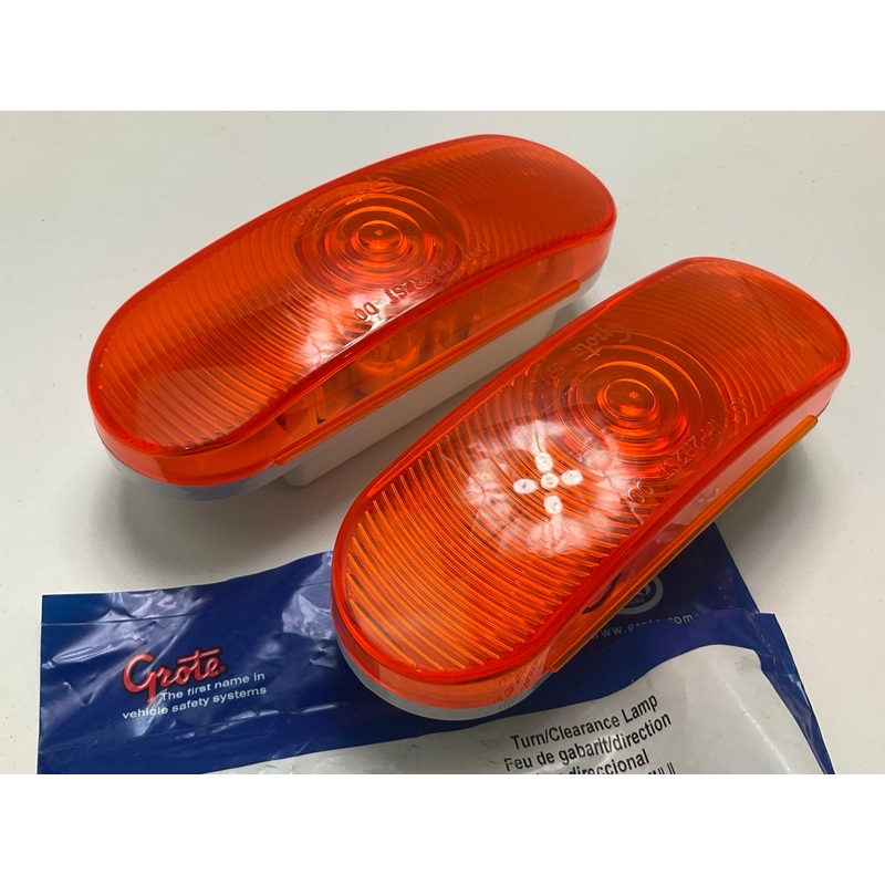 (2) Grote 52183 Economy Front Park / Turn Signal Light Lamp, Amber 12V Volt
