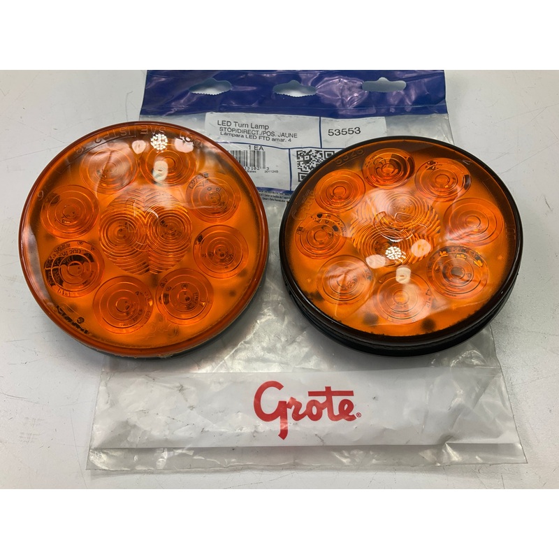 (2) Grote 53553 SuperNova 4'' Amber 10-Diode LED Stop Tail Turn Light Lamp