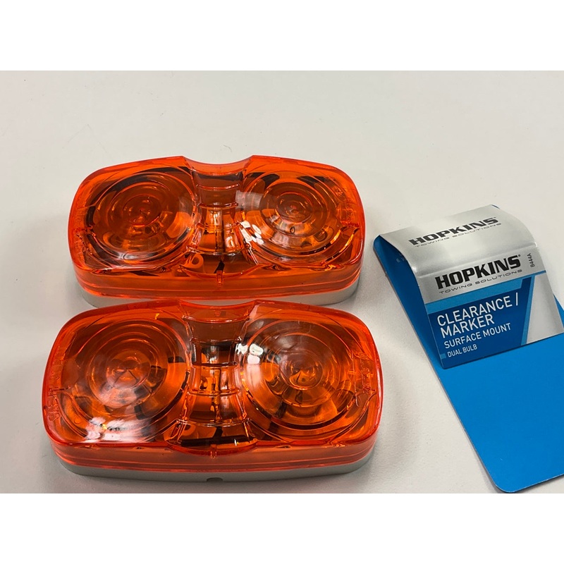 (2) Hopkins B444A Rectangular Trailer Dual-Bulb Clearance Side Marker Lights 4''