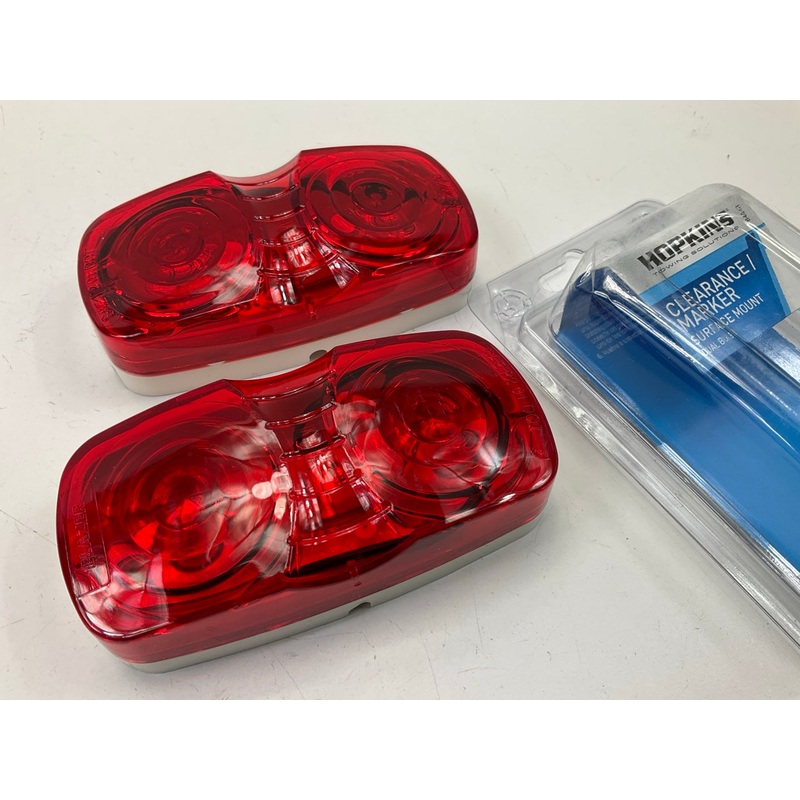 (2) Hopkins B444R 4'' Rectangular Dual-Bulb Clearance / Side Marker Light, Red
