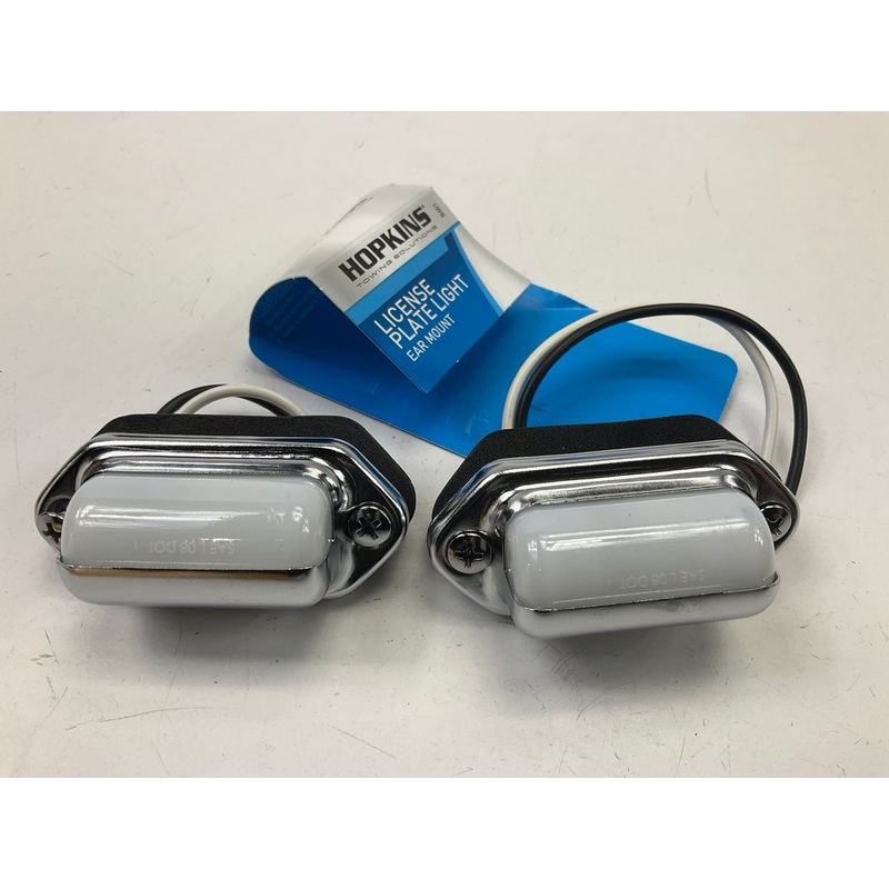 (2) Hopkins B461 Hooded Ear Mount License Plate Light Lamp, Pair, #194 Bulb
