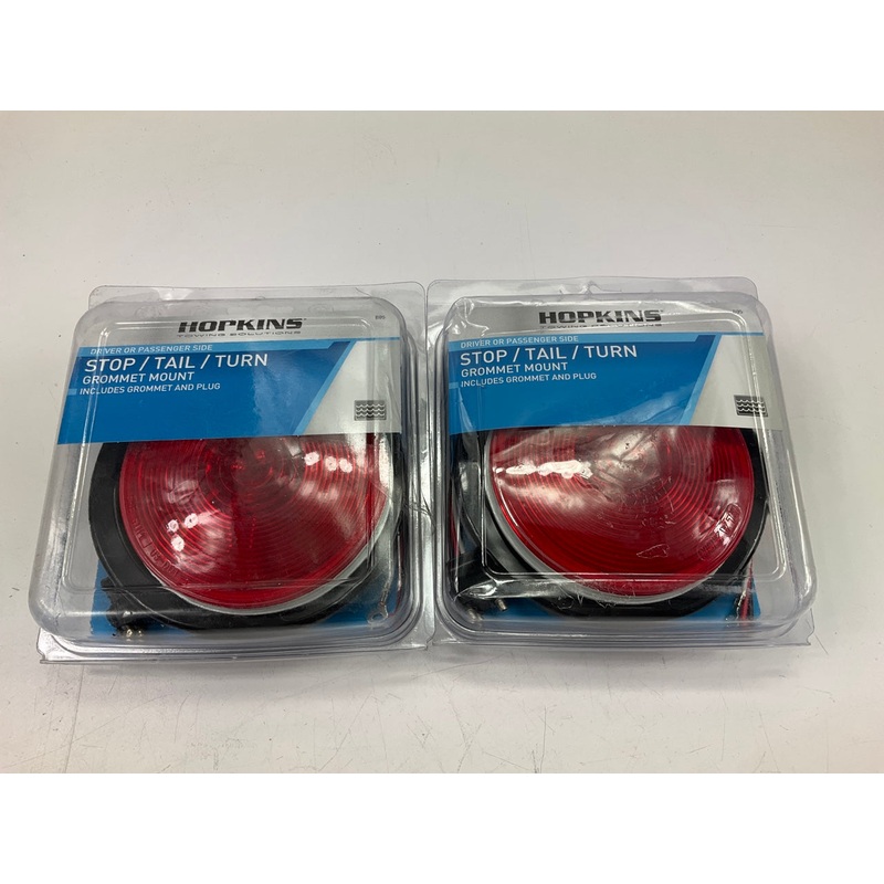 (2) Hopkins B95 Submersible 4'' Round RED Trailer Stop, Turn, Tail Light Lamps