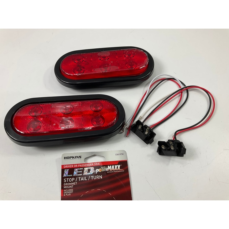 (2) Hopkins C561RTM Oval Stop / Tail / Turn LED Side Marker Light Lamp, 12V, Red
