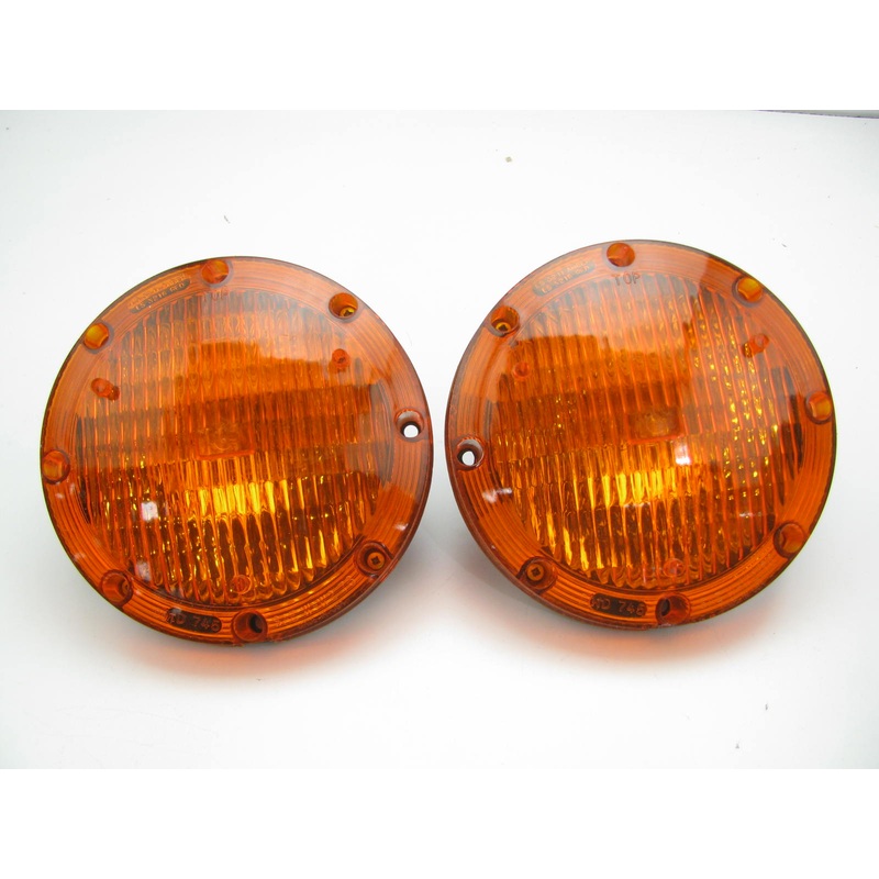 (2) NEW - OUT OF BOX 745-2101 7'' Round Amber School BusTurn Signal Light Lamps