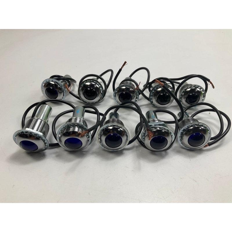 (10) PACK, UNBOXED Cole Hersee PL19 3/4'' Blue Pilot Indicator Lights PL-19-BC000