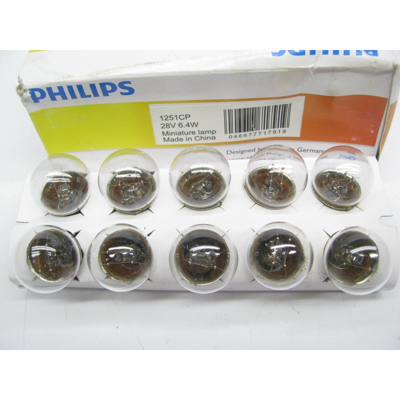 (10) Philips 1251CP Miniature Standard Lamp Light  28V 6.4W