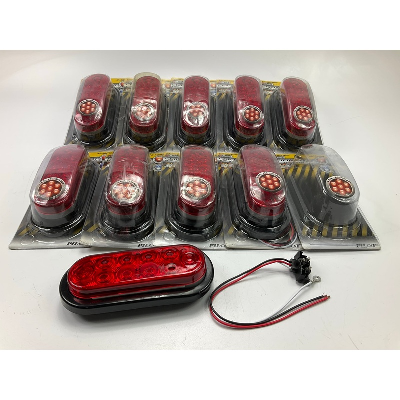 (10) Pilot NV-5026R Red Oval Surface Mount LED Trailer Brake Light Stop Lamp