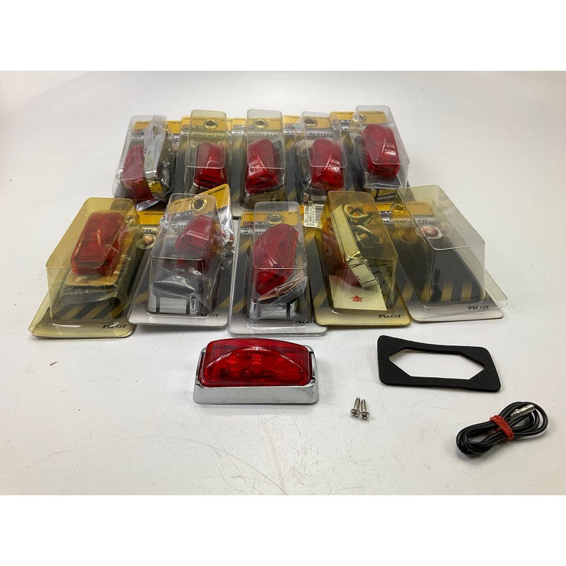 (10) Pilot NV-5096R Mini 4''x1'' Rectangular Red LED Side Marker Light
