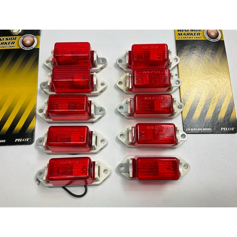 (10) Pilot NV5001R Mini Side Marker Trailer 3''x1'' Clearance Light Lamps, 18 Ga