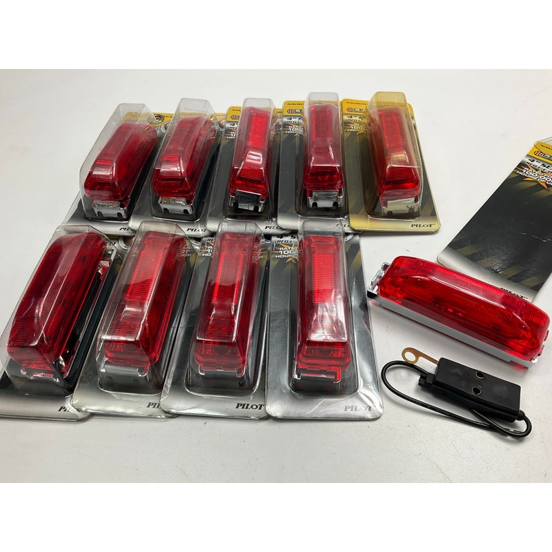 (10) Pilot NV5055R Rectangle Red LED Side Marker Clearance Lights - 4'' X 1-1/4''