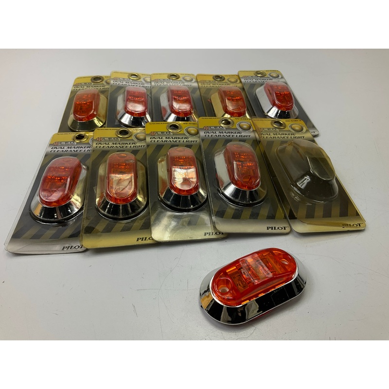 (10) Pilot NV5181A Amber LED Oval Marker Clearance Light Chrome Bezel 2.6'' X 1''