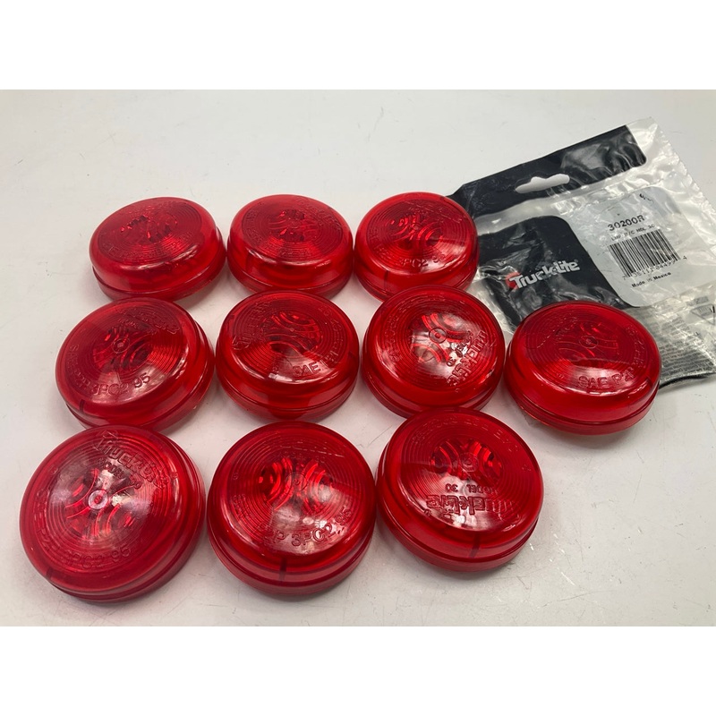 (10) Truck-Lite 30200R Model-30 Marker Lights Red 2'' Round Trailer Lamps